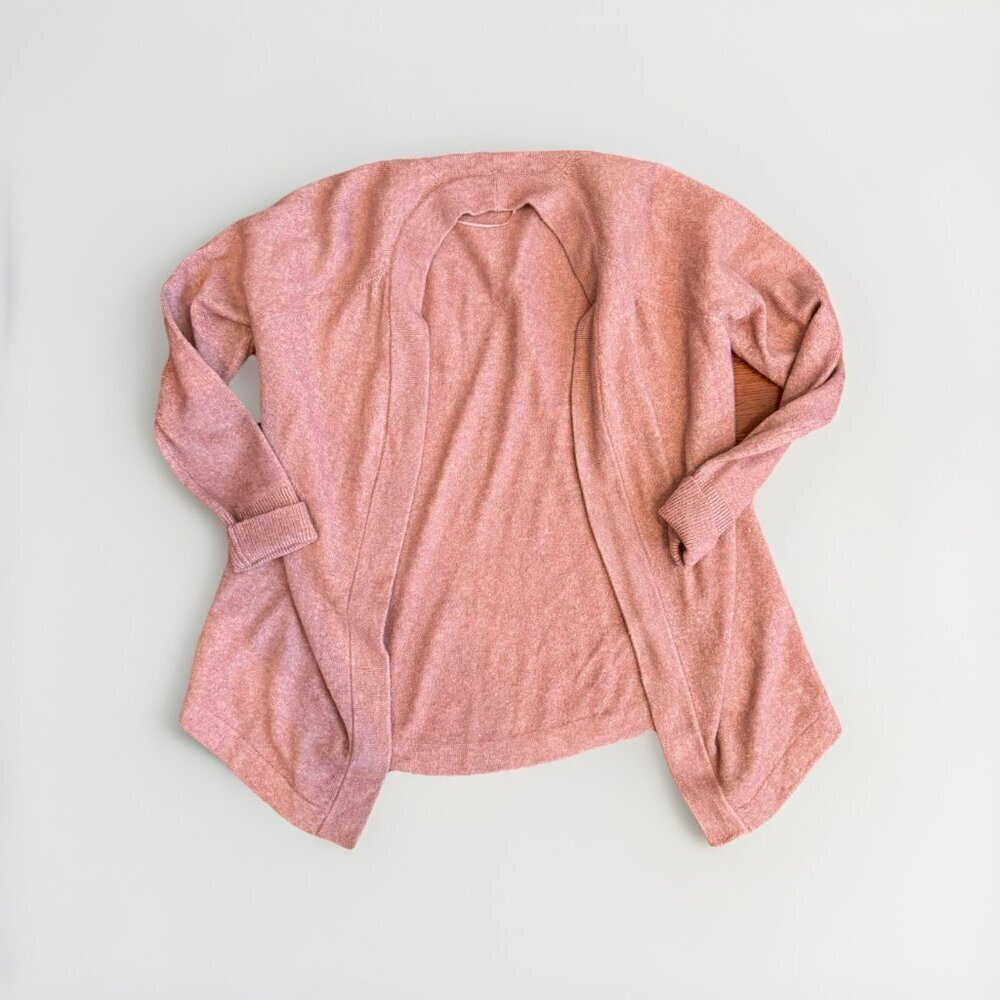 LOFT By Ann Taylor Womens Pink Wrap Style Open Cardigan Sweater M Wool Blend